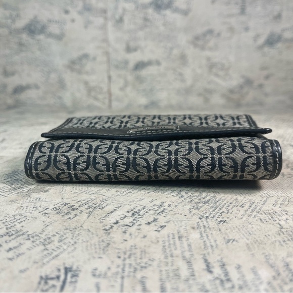 Fossil Wallet Trifold Canvas Monogram Brown Leather - Picture 5 of 10